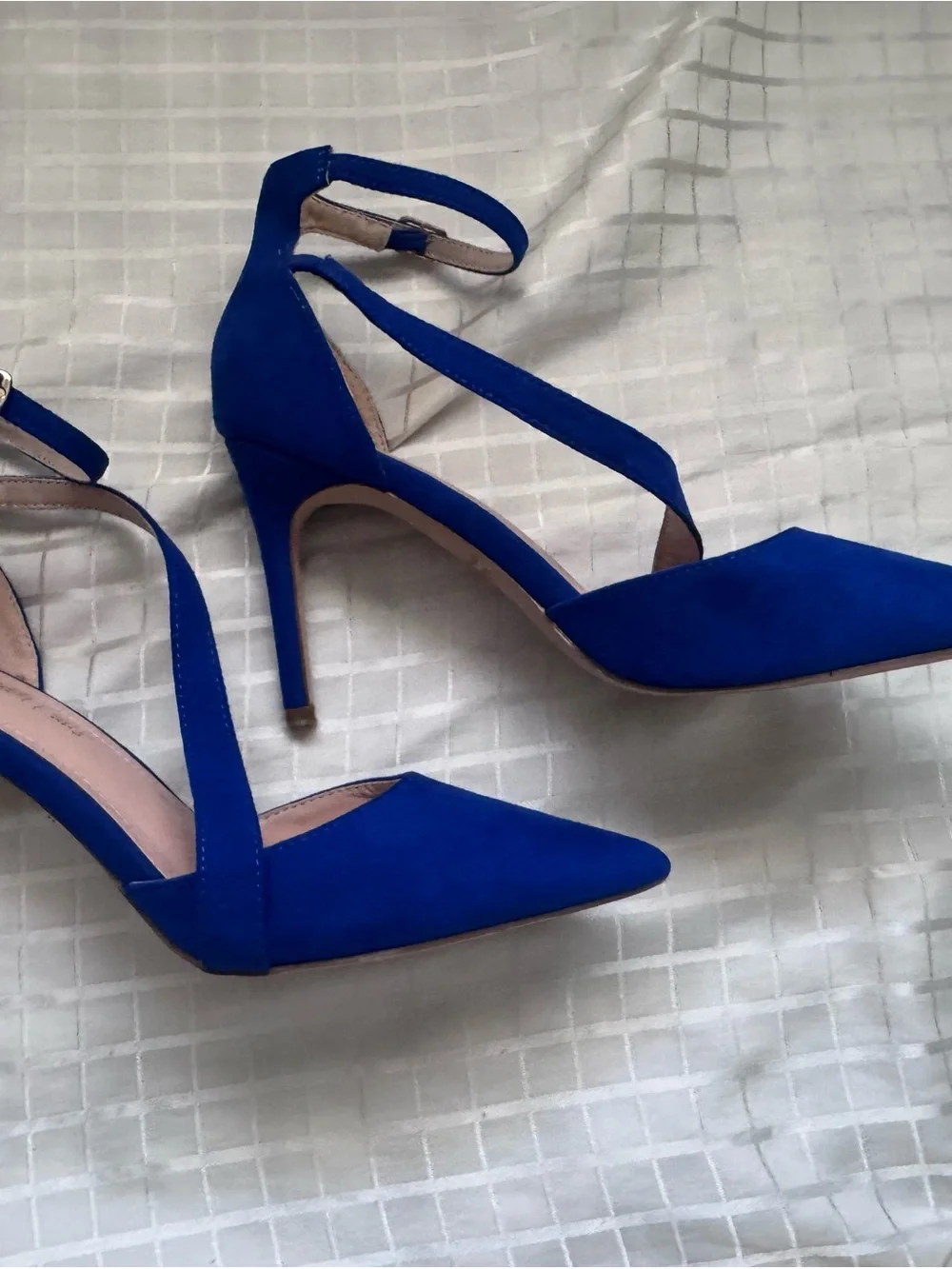 Dream Pairs Cobalt Blue Pointed-Toe Ankle Strap Heels